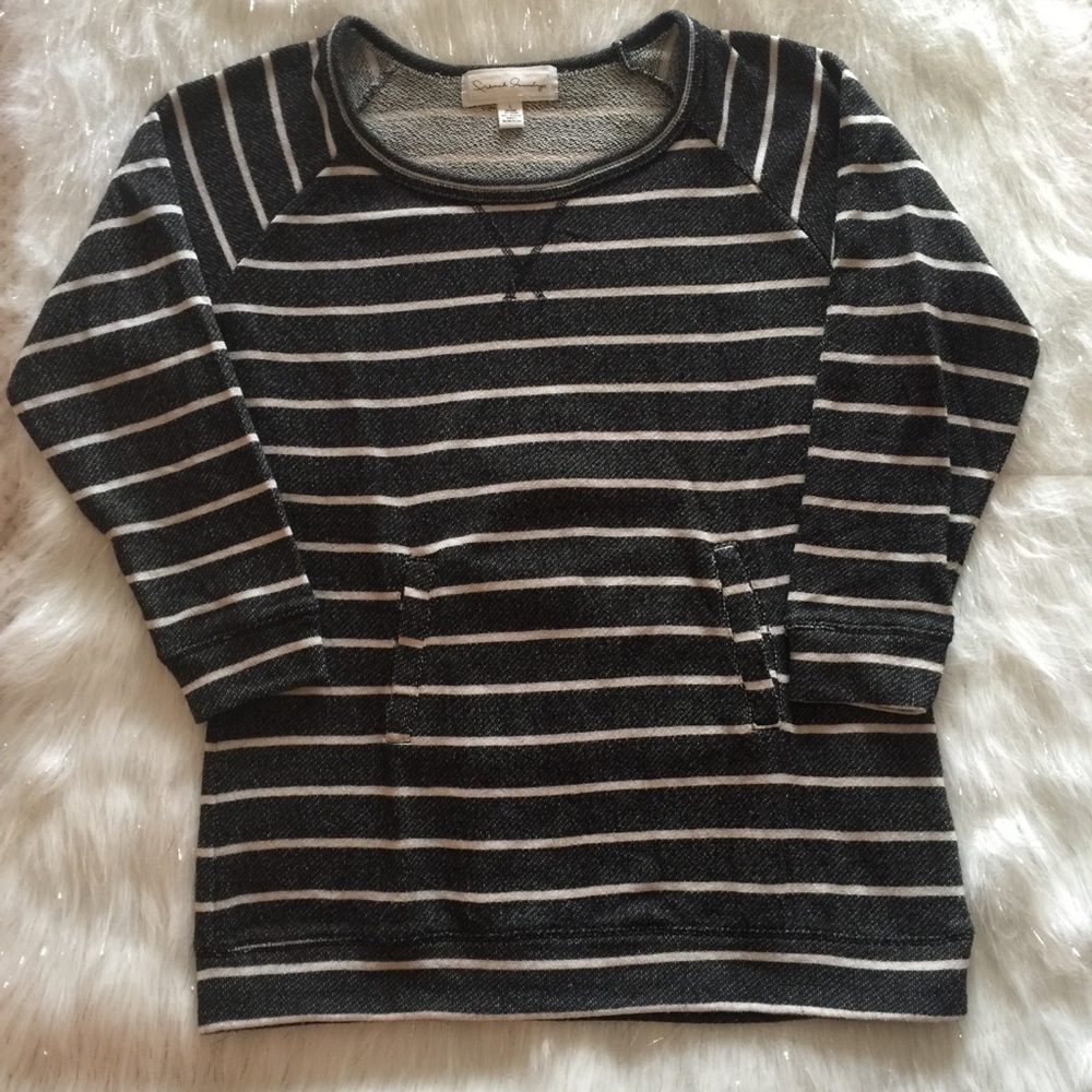 French laundry black & white striped shirt sz L